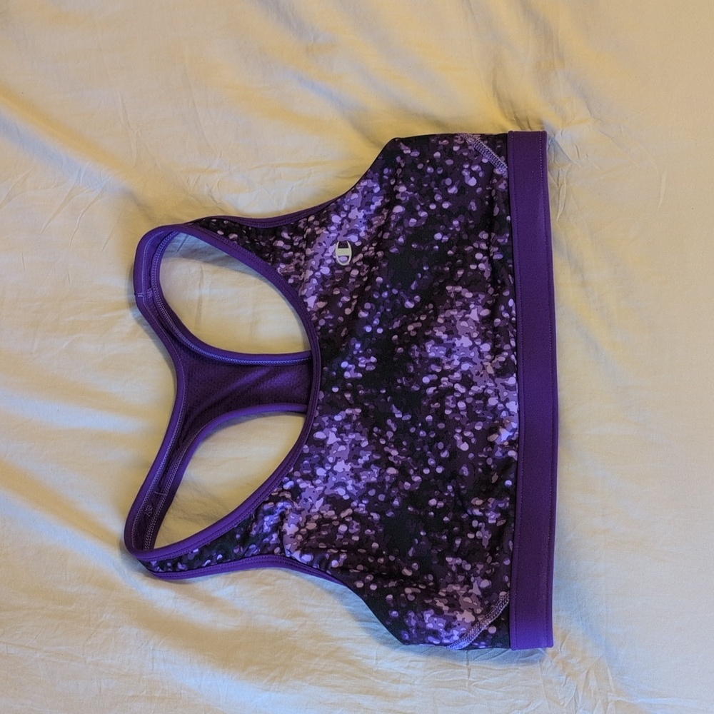 Champion Purple Patterned Sports Bra Size Large